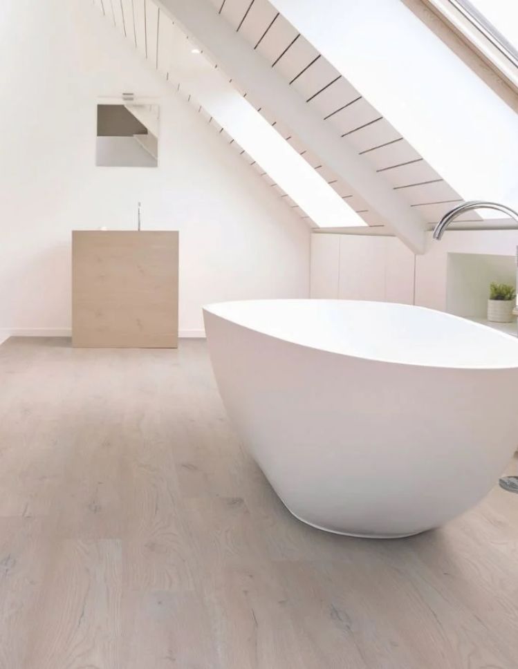 White wood imitation vinyl flooring in a Belmont bathroom